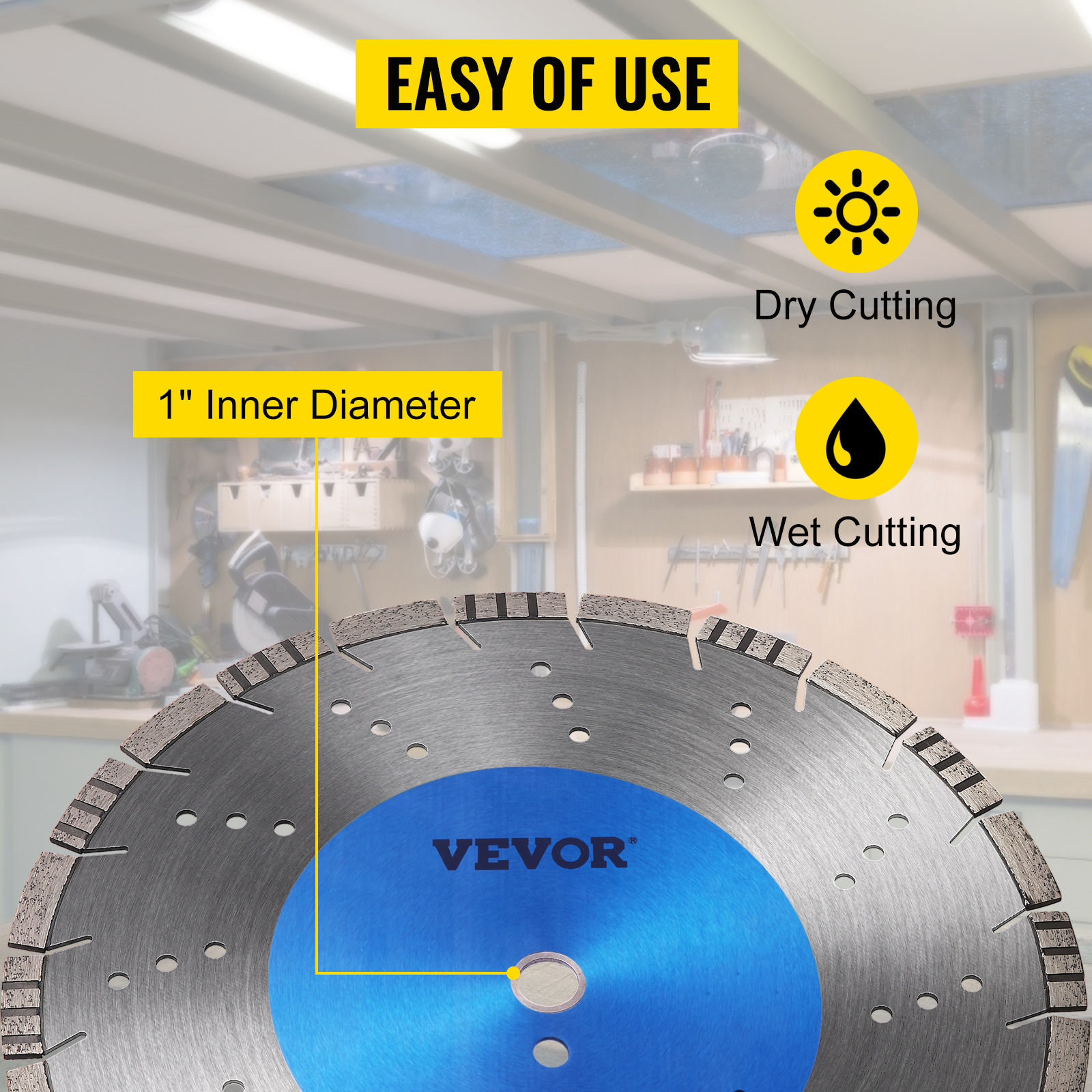 VEVOR Diamond Blade 14" Concrete Saw Blade Wet or Dry Segmented Cutting