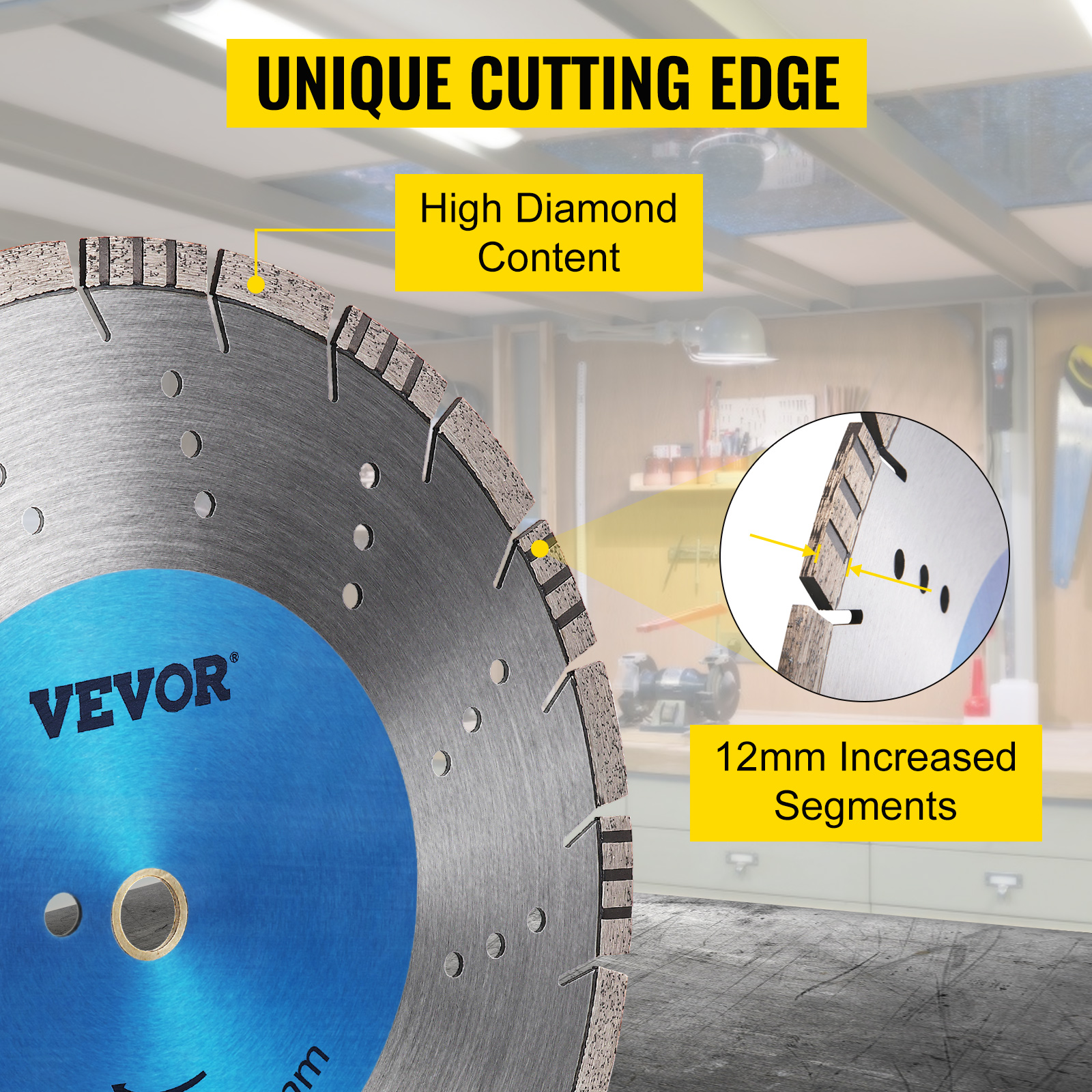 VEVOR Diamond Blade 16" Concrete Saw Blade Wet or Dry Segmented Cutting