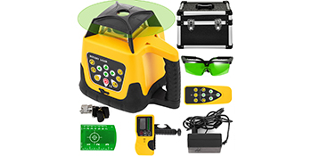 VEVOR Rotary Laser Level Green Beam 500m Range Slope Adjustable 360° Spinning Accurate with Remote Control & Receiver