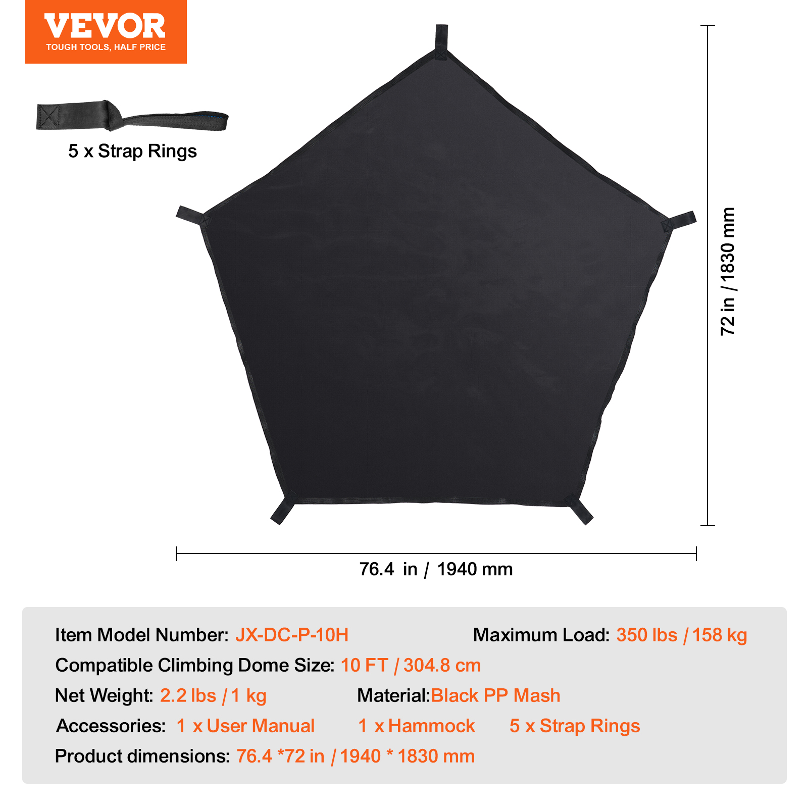 Dome Climber Hammock/Slide Accessory for 10/8/12/6ft Climbing Dome 350 lbs - Picture 9 of 74