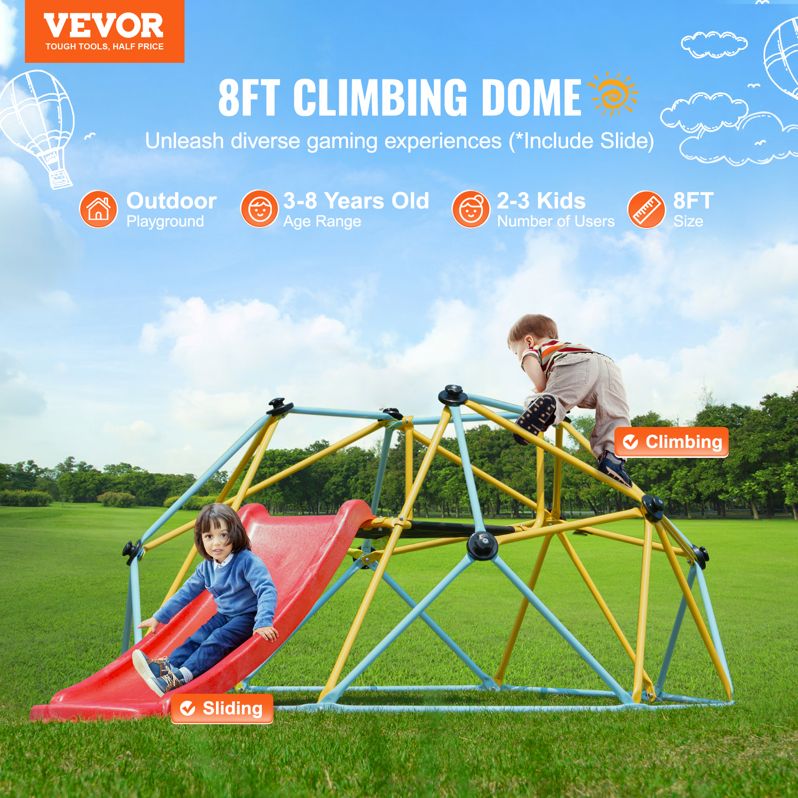 Dome Climber Hammock/Slide Accessory for 10/8/12/6ft Climbing Dome 350 lbs - Picture 28 of 74