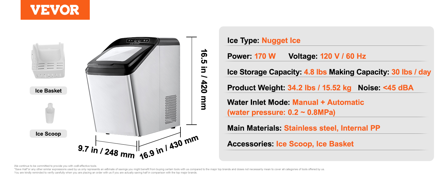 Countertop Ice Maker,30Lbs/24H,Self-Cleaning