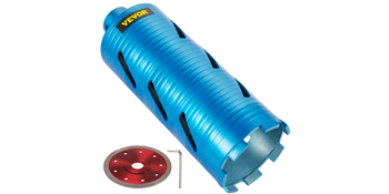VEVOR Diamond Core Drill, 4"/101mm Diameter Core Drill Bit, 9.5"/241mm Concrete Core Drill Bit, 5/8"-11 Thread Core Bit, Dry/Wet Drill Core Bits w/a Blade, Diamond Wet Coring Bit For Concrete Brick