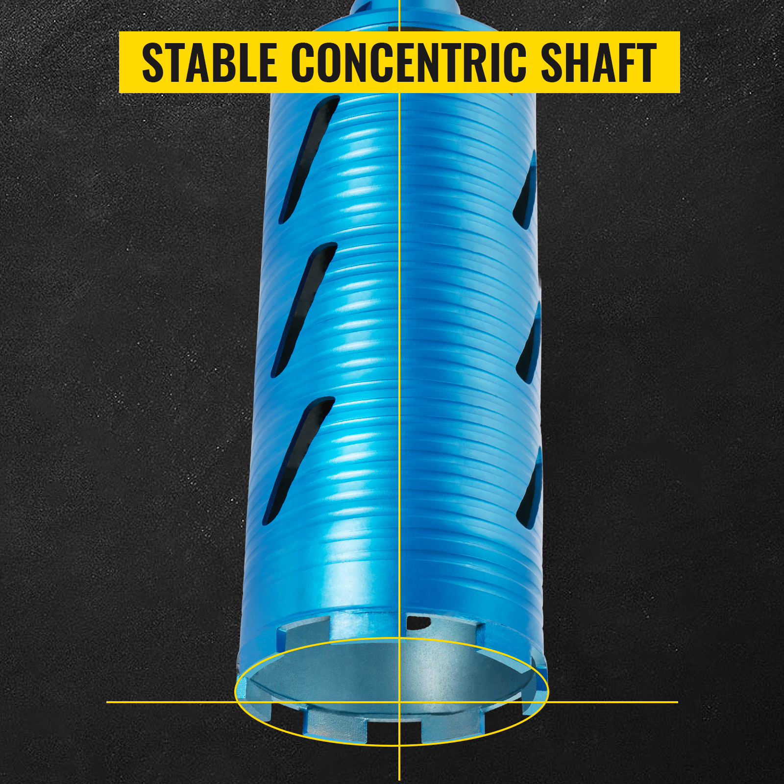 VEVOR Diamond Core Drill, 4"/101mm Diameter Core Drill Bit, 9.5"/241mm Concrete Core Drill Bit, 5/8"-11 Thread Core Bit, Dry/Wet Drill Core Bits w/a Blade, Diamond Wet Coring Bit For Concrete Brick