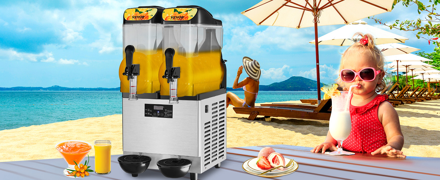 VEVOR Commercial Slushy Machine, 6L/1.6 Gallons 2Tanks, 700W Margarita Machine, Slushie Machine Commercial Margarita Maker, Frozen Drink Machine For Supermarkets Cafes Restaurants Bars Home Use
