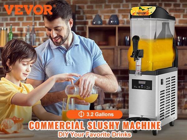 VEVOR Commercial Slushy Machine, 3LX2 Tank Slush Drink Maker, 370W Frozen  Drink Machine, Slush Frozen Drink Machine with Automatic Clean For Home