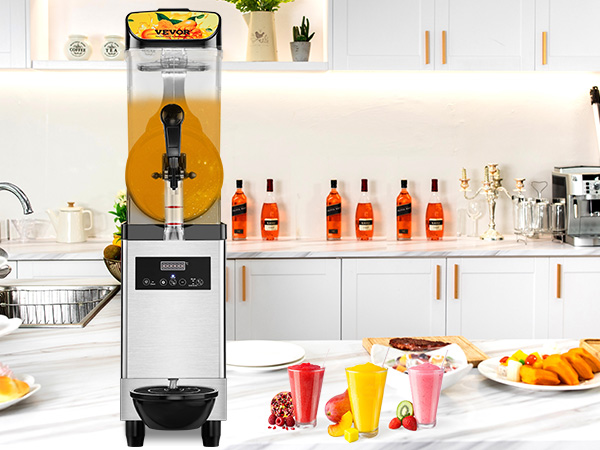 VEVOR Machine à Granités Commerciale 3x12L - Inox, Compresseur 524W, Contrôle Numérique, Auto-Nettoyage