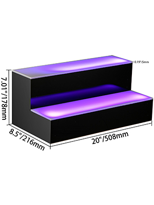 VEVOR LED Lighted Liquor Bottle Display Shelf, 20-inch LED Bar Shelves for Liquor, 2-Step Lighted Liquor Bottle Shelf for Home/Commercial Bar, Acrylic Lighted Bottle Display with Remote & App Control