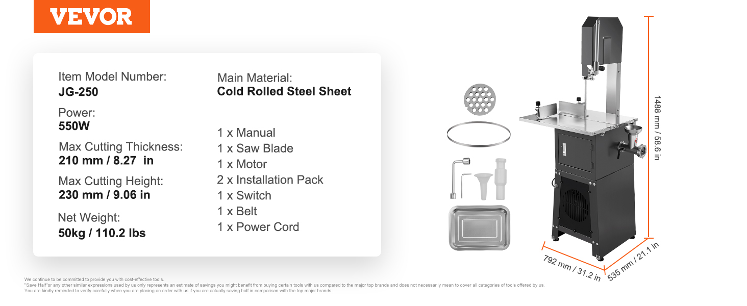 Bone Saw Machine,550W,Stainless Steel