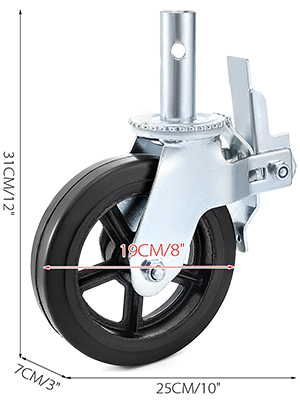 Juego de 4 ruedas de 1 pulgada, ruedas pequeñas de perfil bajo con freno de  bloqueo y placa de 360°, cargas totales de ruedas giratorias de 100