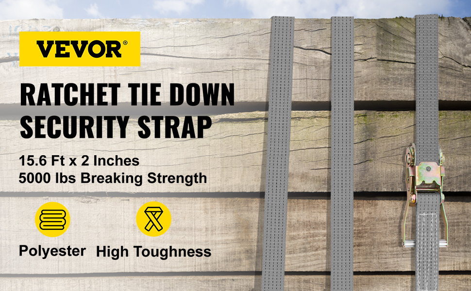 VEVOR Ratchet Tie Down Straps, 2'' x 15.6' Heavy Duty Ratchet Straps with Snap Hooks, 4000 lbs Working Load, 4 Pack Tie Down Set Includes 8 Axle
