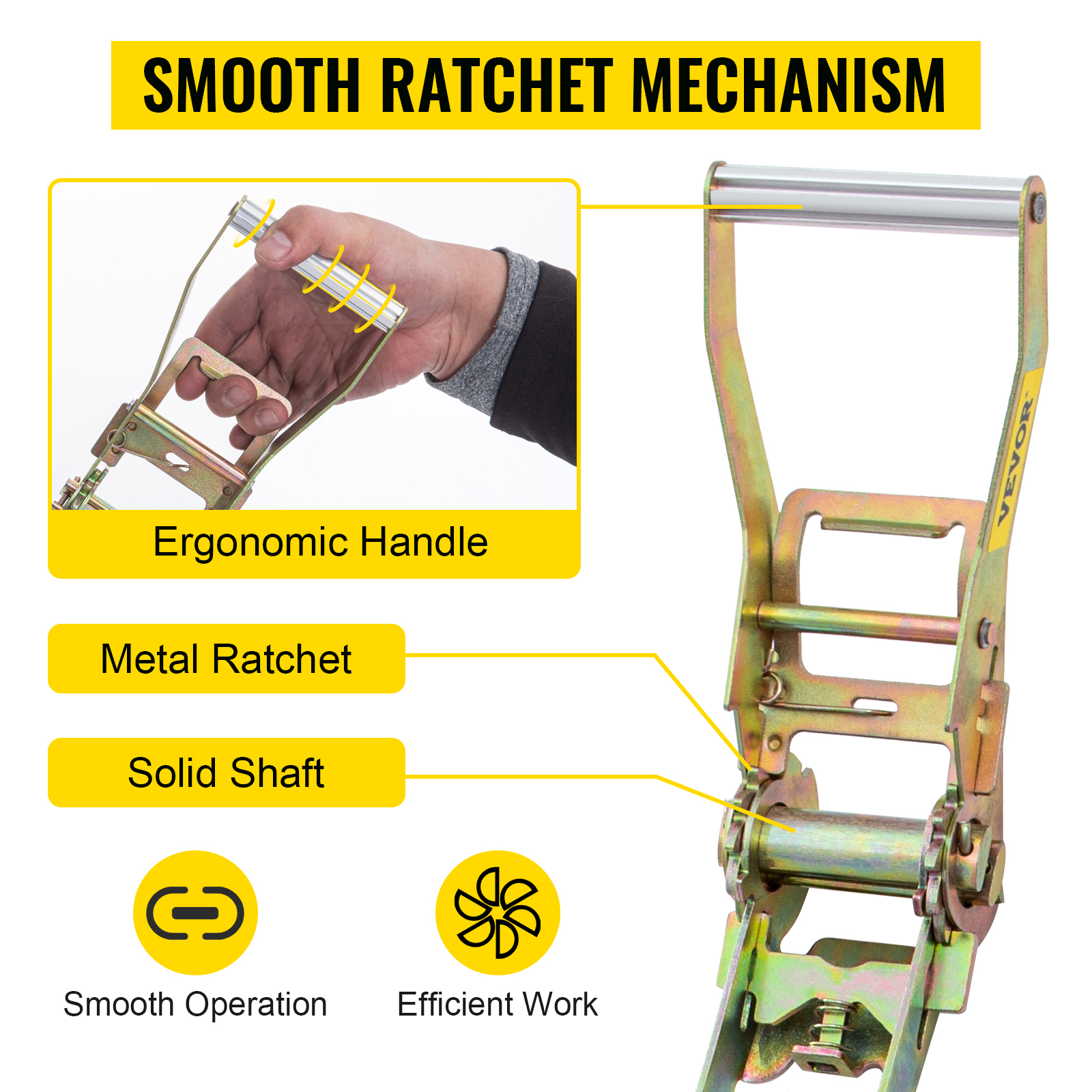 VEVOR Ratchet Tie Down Straps, 2'' x 15.6' Heavy Duty Ratchet Straps with Snap Hooks, 4000 lbs Working Load, 4 Pack Tie Down Set Includes 8 Axle Straps for Moving Motorcycle, Cargo & Daily Use