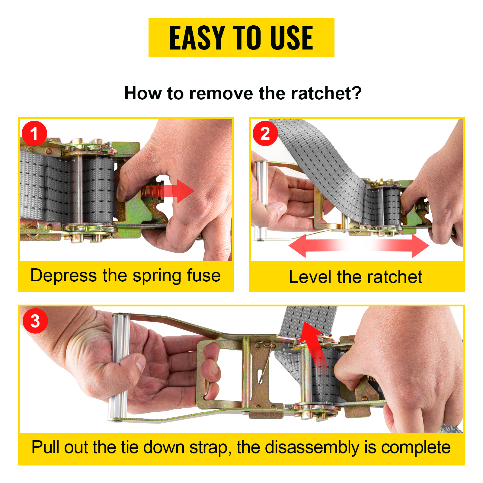 VEVOR Ratchet Tie Down Straps, 2'' x 15.6' Heavy Duty Ratchet Straps with Snap Hooks, 4000 lbs Working Load, 4 Pack Tie Down Set Includes 8 Axle Straps for Moving Motorcycle, Cargo & Daily Use