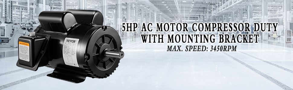 5 Hp Air Compressor Duty Electric Motor 145t Frame 3450 Rpm Single Phase Vevor®