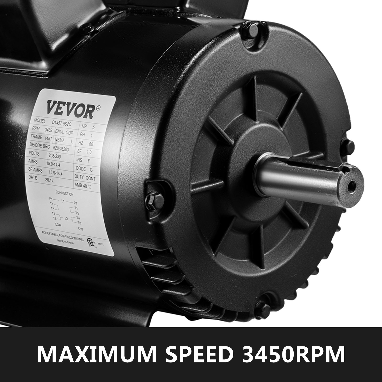 VEVOR Electric Motor 5Hp Single Phase Motor 3450 RPM 60Hz AC motor