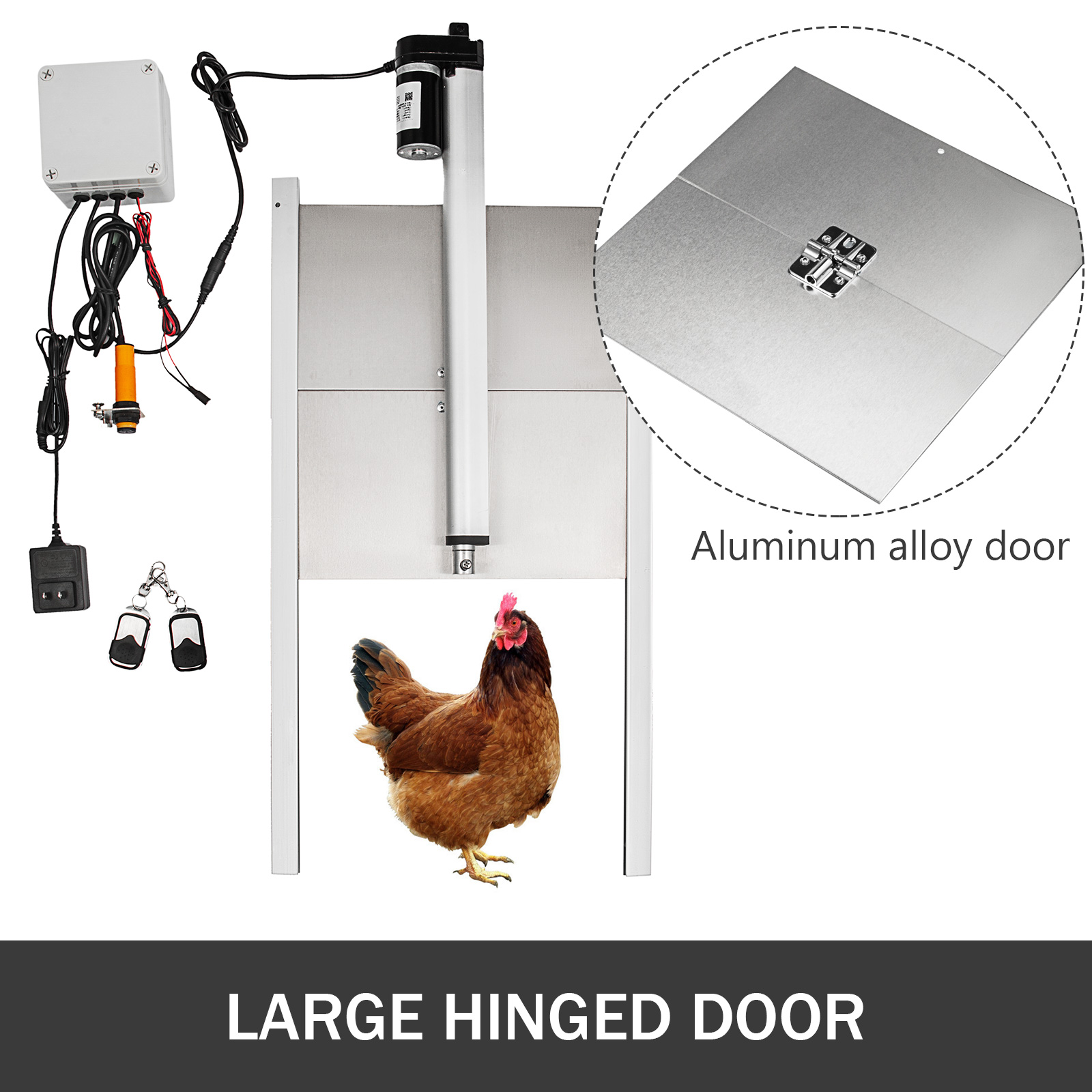 Automatic Chicken Coop Door Opener Closer Kit Door Guard W/Remote Light Sensor 