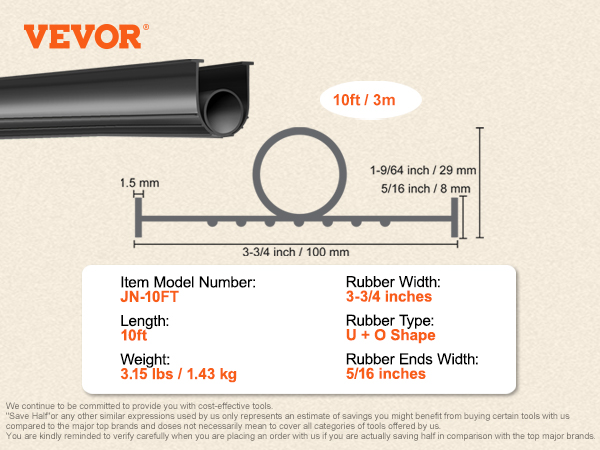 Vevor Garage Door Seals Bottom Rubber U Shape O Ring Garage Door