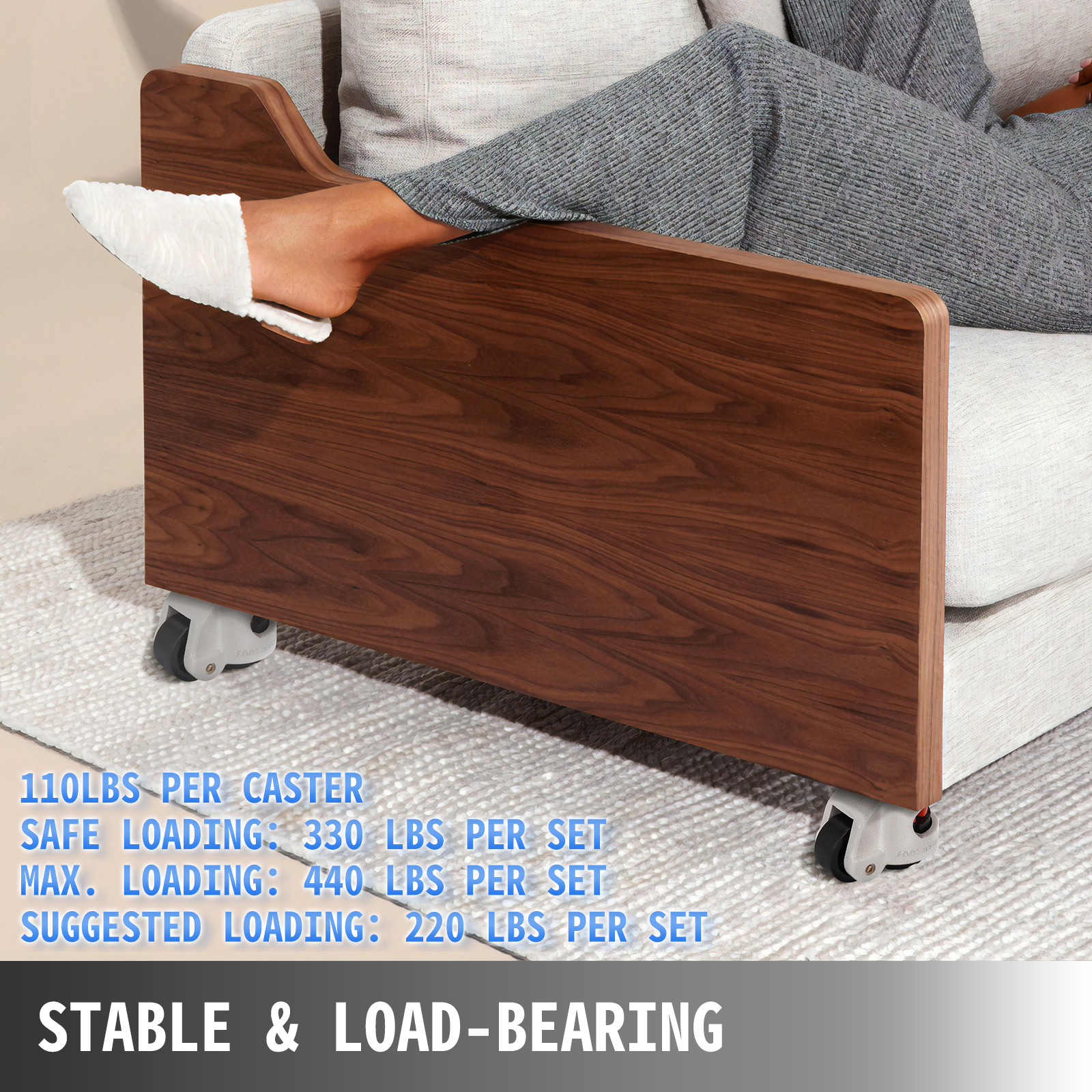 VEVOR Heavy Duty Leveling Casters, Leveling Casters Stem, Set of 4, 1.