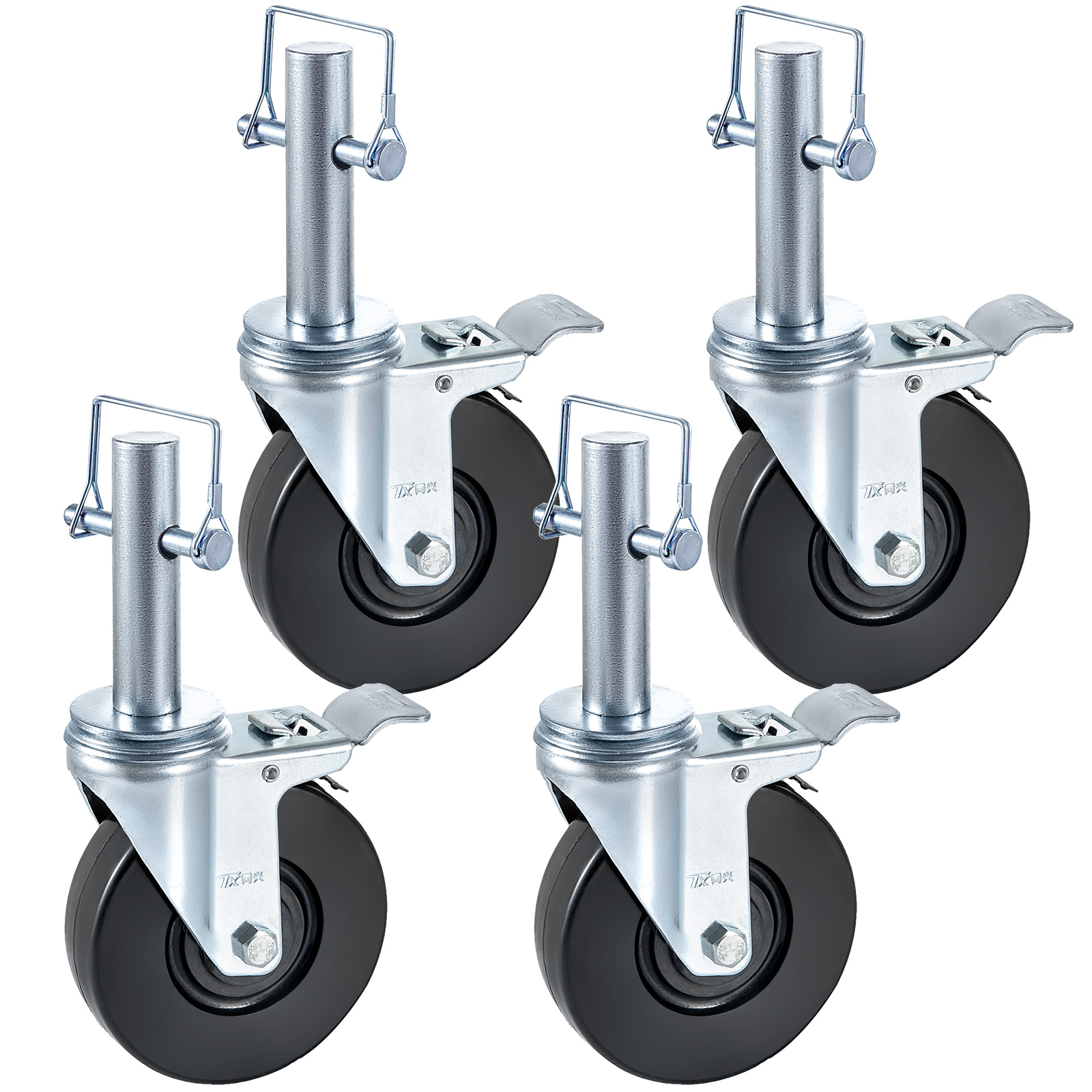 WeldAwire 3-1/2 X 1-1/4 Non-Marking Rubber Wheel Casters – Set Of 4 Swivel Casters (A1)