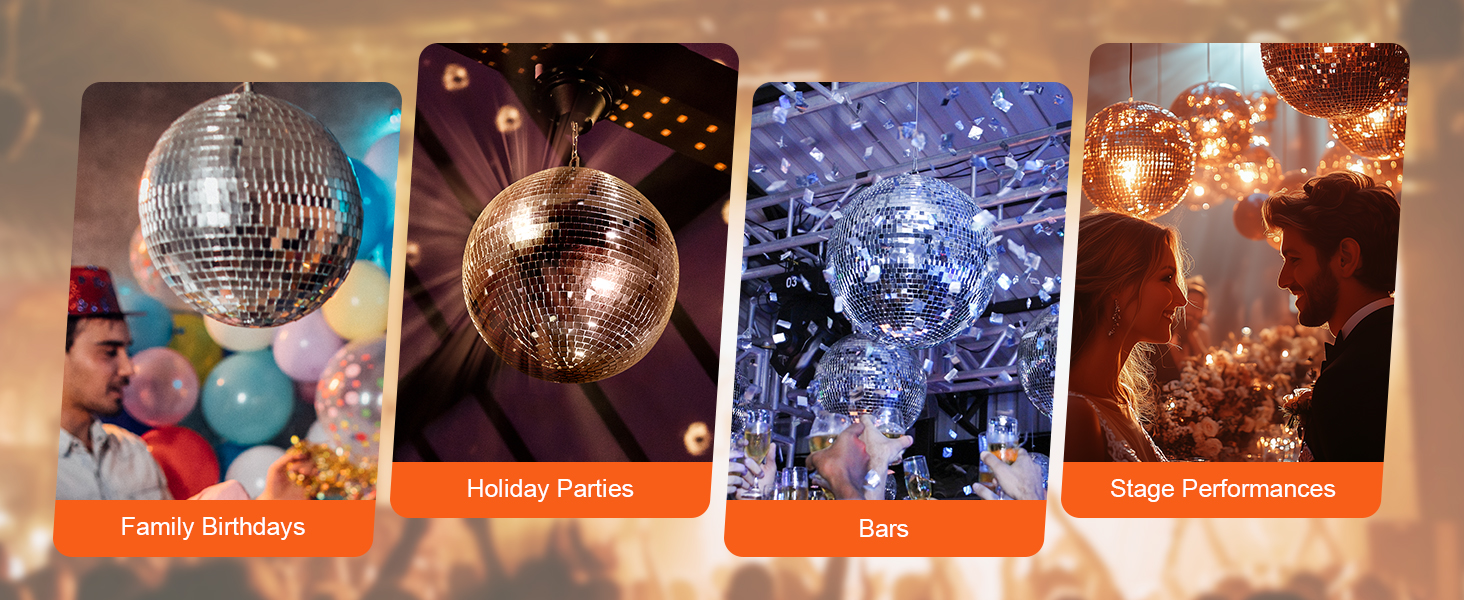 Mirror Disco Ball 16 In Silver Party Large Disco Ball with Hanging Ring ...