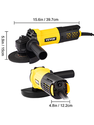 VEVOR Angle Grinder, 4-1/2 Inch Powerful Grinder Tool 11Amp Power Grinder with Paddle Switch and 360° Rotational Guard, 12000rpm Power Angle Grinders for Cutting and Grinding Metal, Stone, Wood, etc