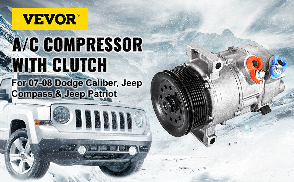 A-Premium AC Compressor with Clutch Compatible with Dodge Caliber Jeep Compass Patriot 2007-2008 