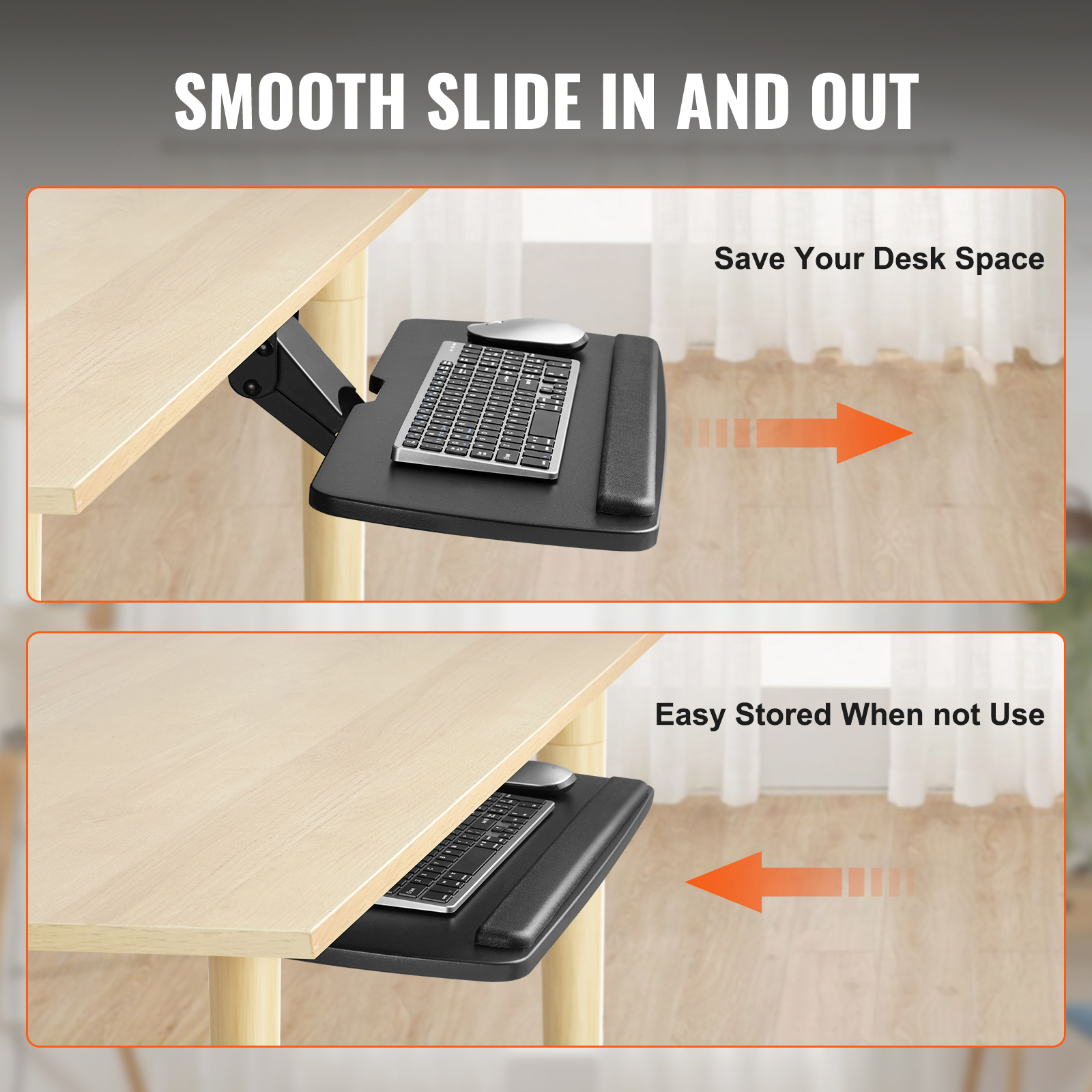 Keyboard Tray Under Desk Pull out Keyboard/Mouse Tray Ergonomic w/ C-Clamp - Picture 6 of 26