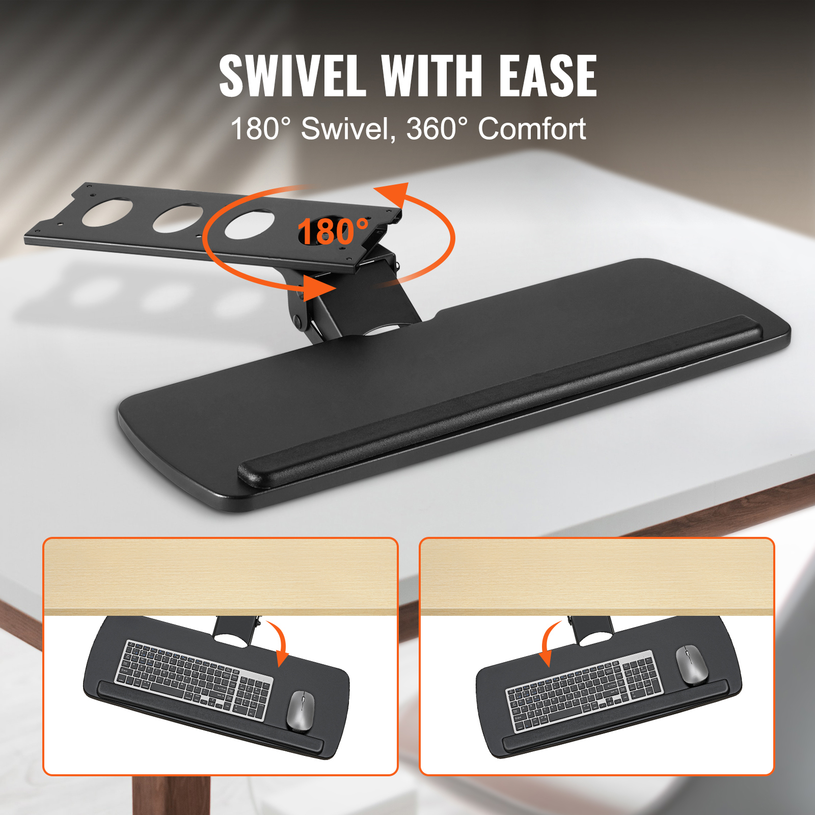 Keyboard Tray Under Desk Pull out Keyboard/Mouse Tray Ergonomic w/ C-Clamp - Picture 7 of 26