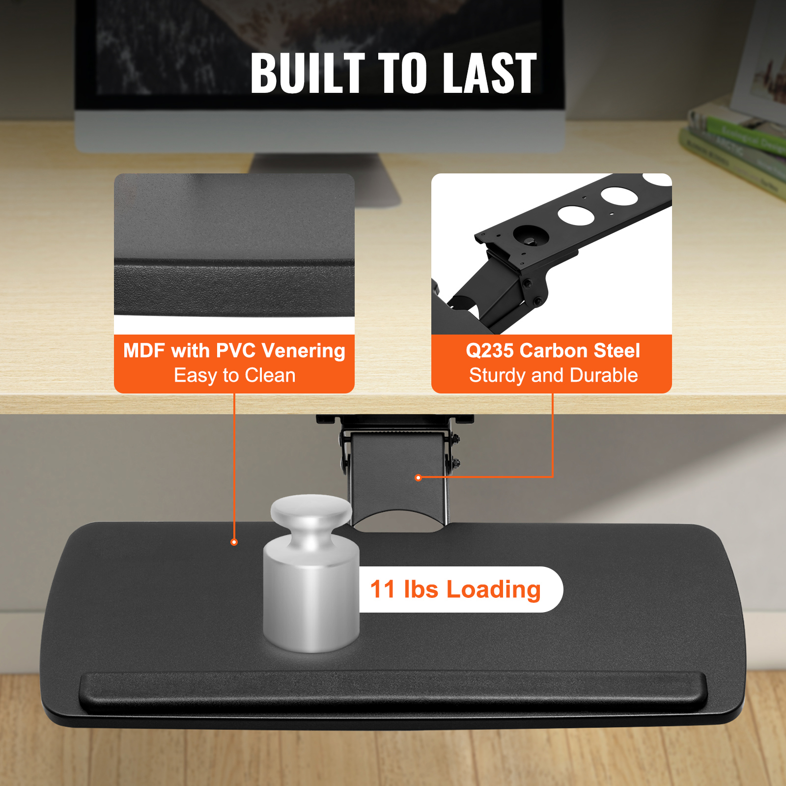 Keyboard Tray Under Desk Pull out Keyboard/Mouse Tray Ergonomic w/ C-Clamp - Picture 8 of 26