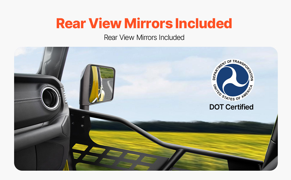 Front & Rear Tube Doors With Side Mirrors For Jeep Wrangler JK (2007-2018) – Black
