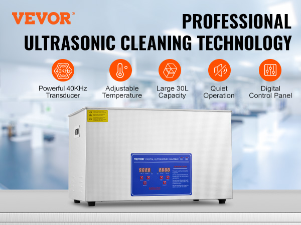 VEVOR 30L Ultrasonic Cleaner 28/40khz Dual Frequency Professional Ultrasonic  Parts Cleaner with Heater Timer for Parts Dental Instruments Cleaning