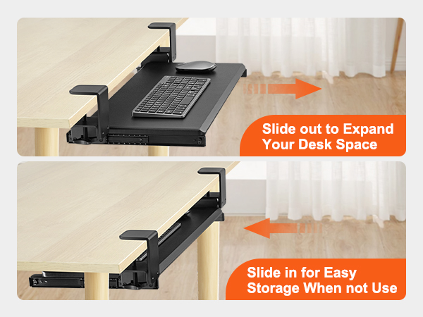  Bandeja para teclado para almacenar debajo del escritorio para  teclado y mouse, bandeja de madera para teclado debajo del escritorio,  cajón de teclado para escritorio, oficina en casa, altura : Productos