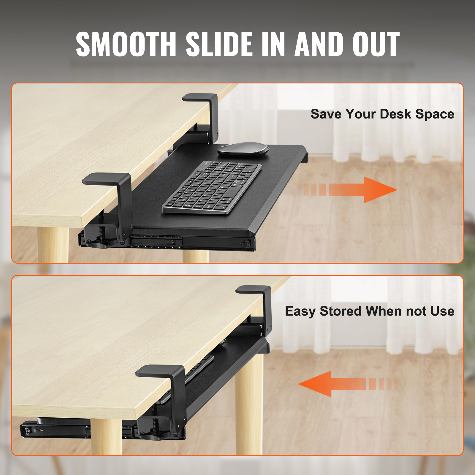 Keyboard Tray Under Desk Pull out Keyboard/Mouse Tray Ergonomic w/ C-Clamp - Picture 18 of 26