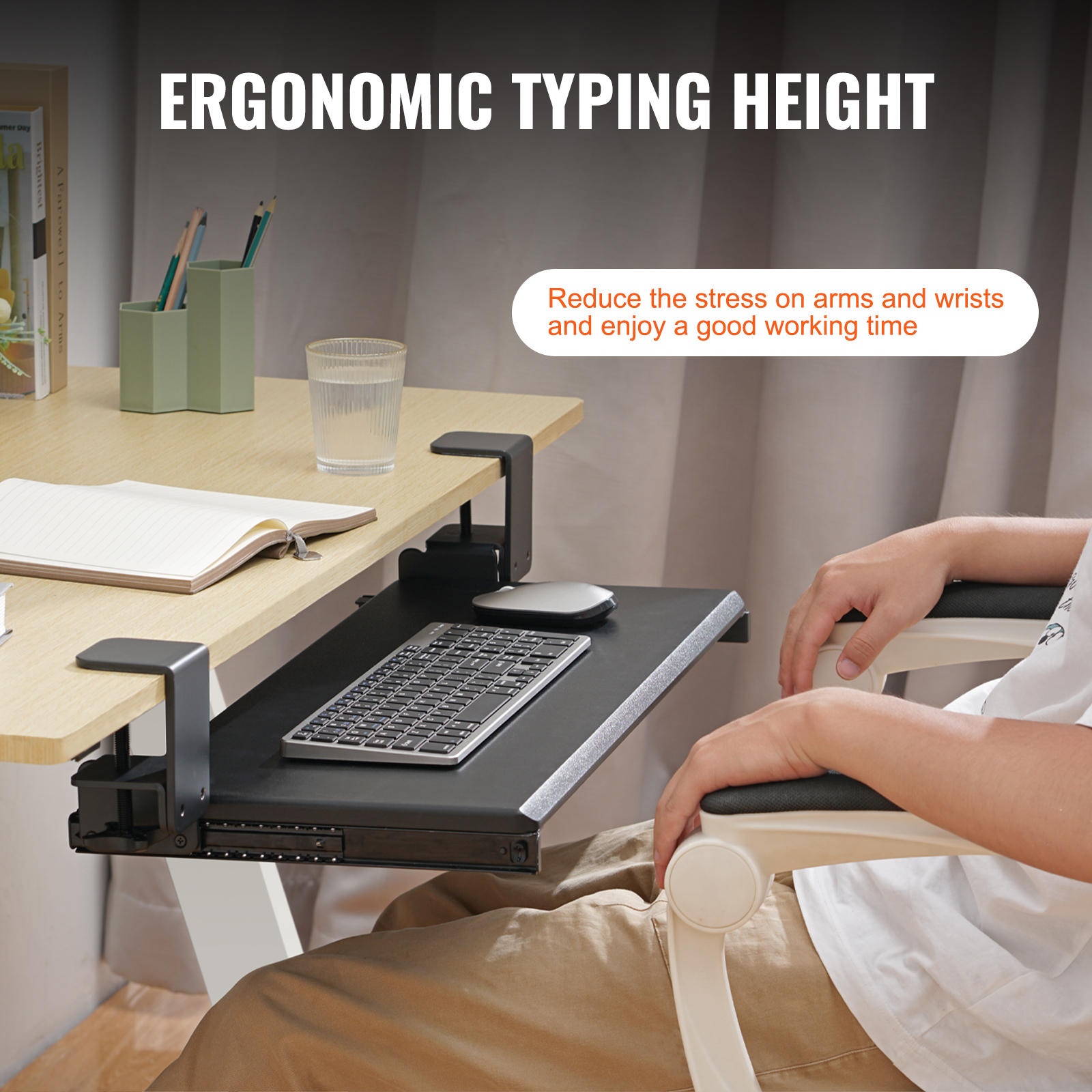 Keyboard Tray Under Desk Pull out Keyboard/Mouse Tray Ergonomic w/ C-Clamp - Picture 19 of 26