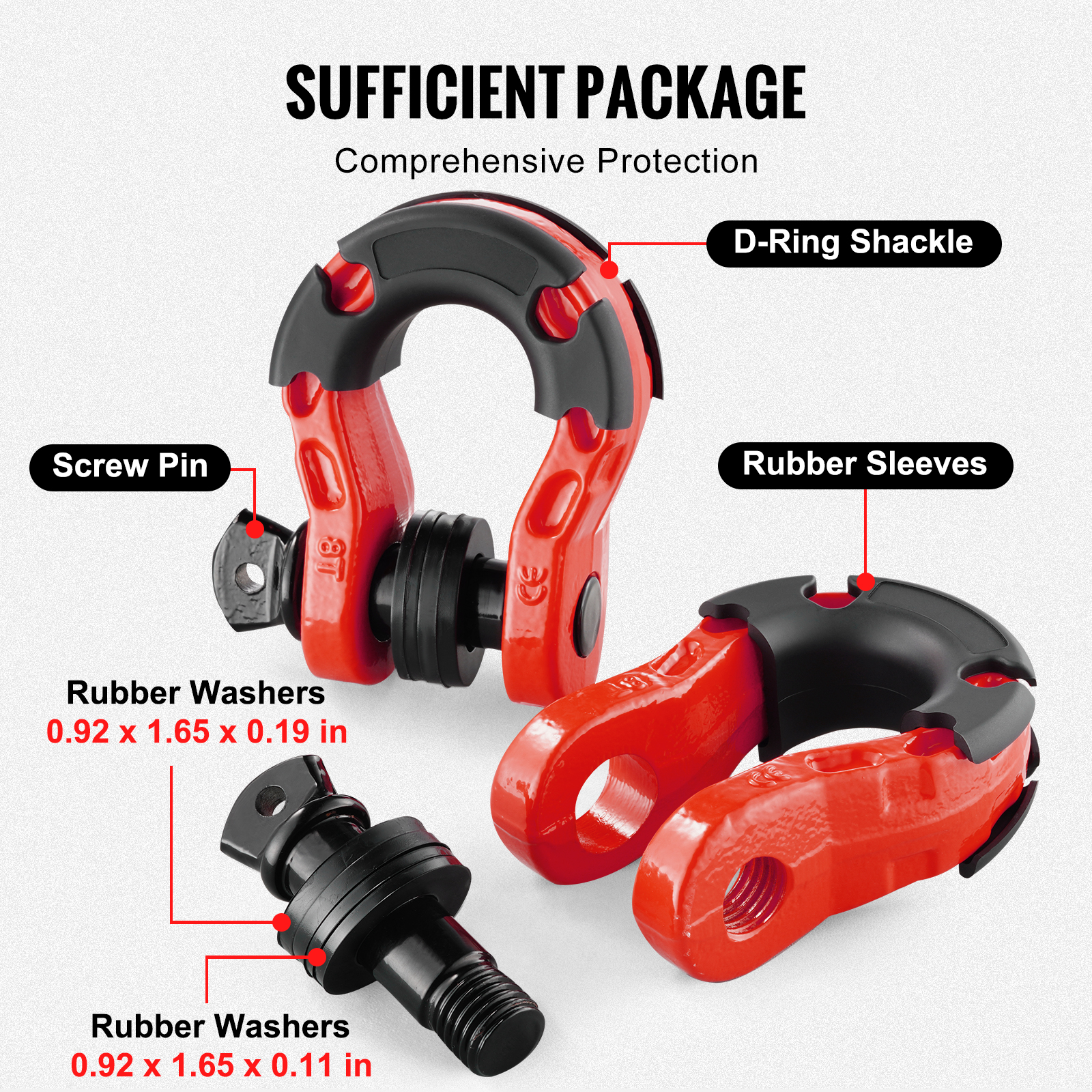 Recovery Rope Shackle Uimoso Soft Shackle Synthetic Recovery Rope/D Ring Shackle13-30T Break ...