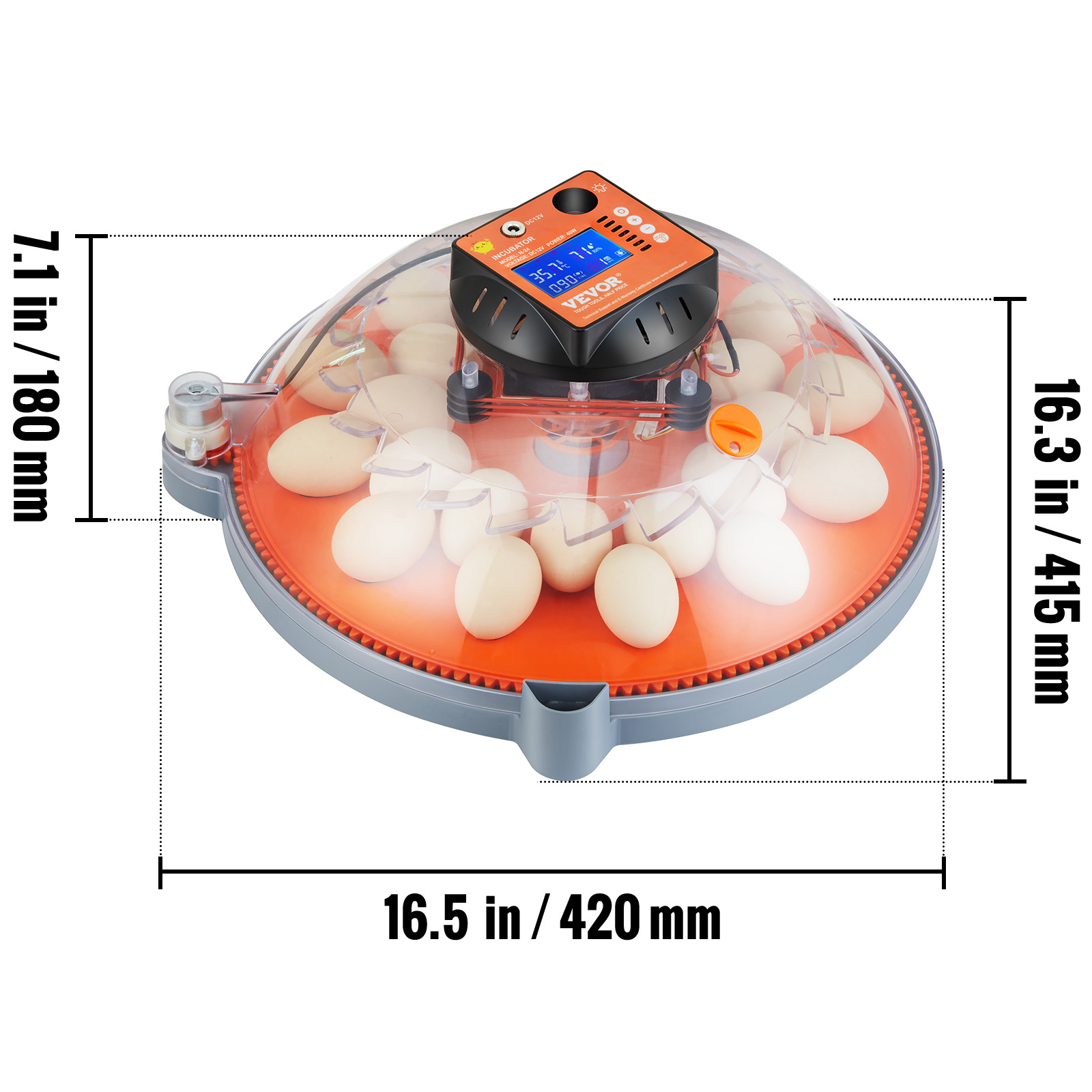 VEVOR Incubatrice Automatica per Uova Incubatrice per Uova Gallina  Rotazione Automatica 24 Uova Controllo di Temperatura Umidita Copertura  Trasparente ABS Uova Gallina Uova di Anatra Uova di Quaglia