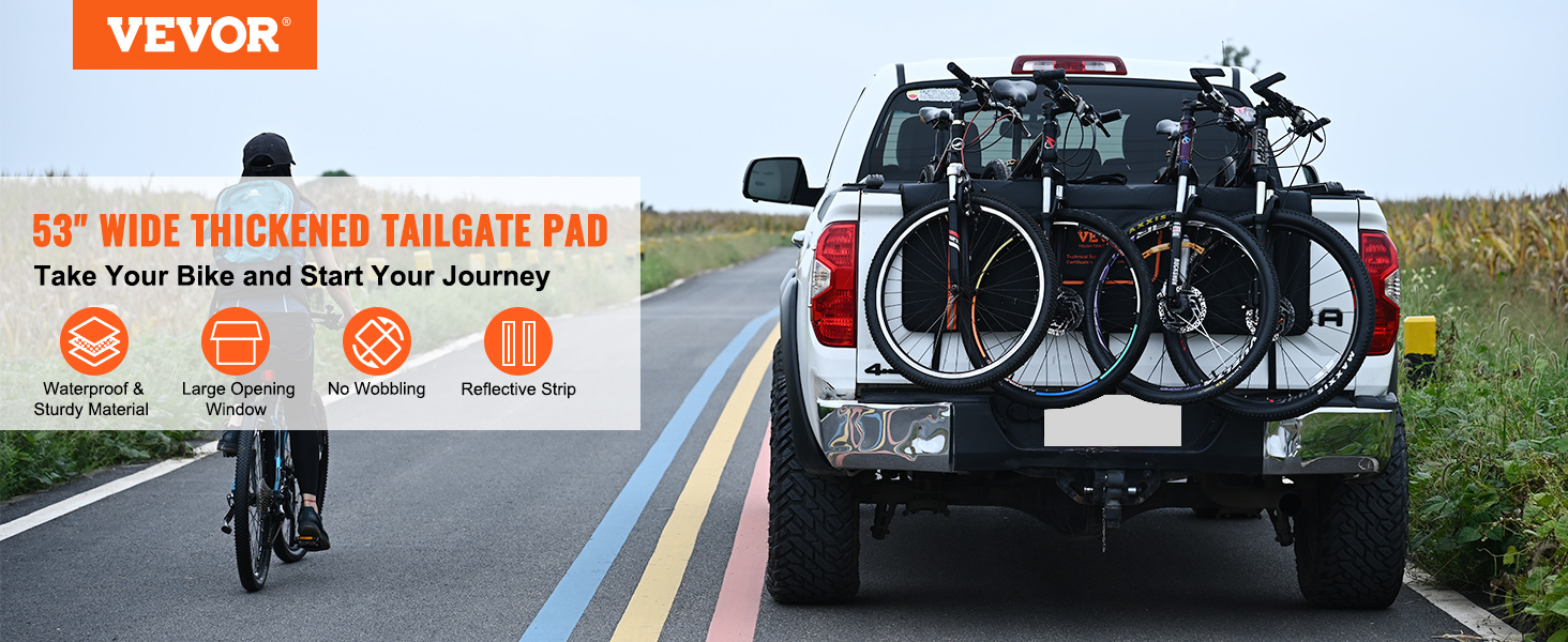 thumbnail image 2 of 62-inch Tailgate Pad For Pickup Trucks - Holds 6 Bikes, Protector Cover, Black, Unbranded 2 of 6