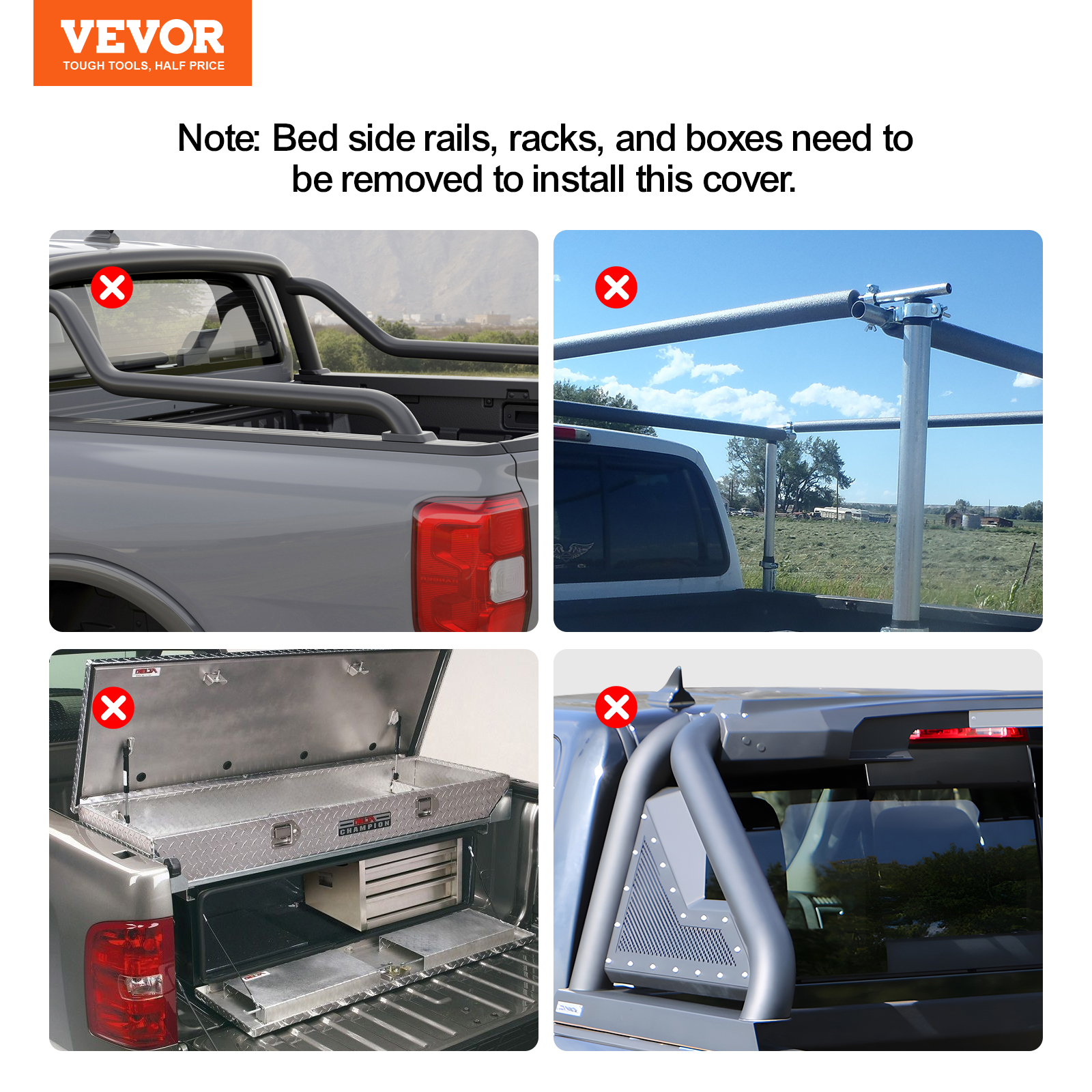 VEVOR Soft Roll Up Truck Bed Tonneau Cover fits Ford Chevy Silverado Dodge Ram