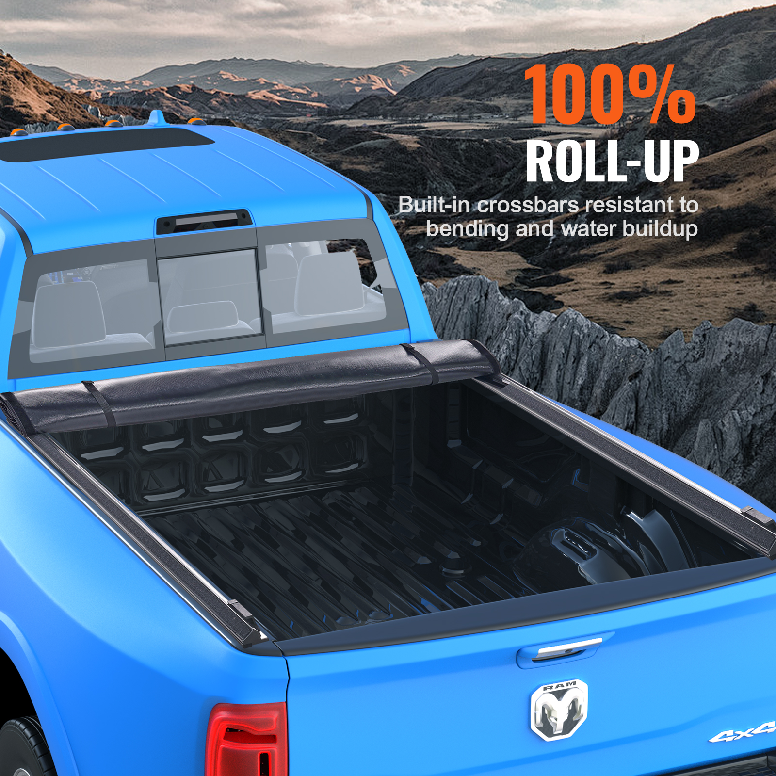 VEVOR Soft Roll Up Truck Bed Tonneau Cover fits Ford Chevy Silverado Dodge Ram