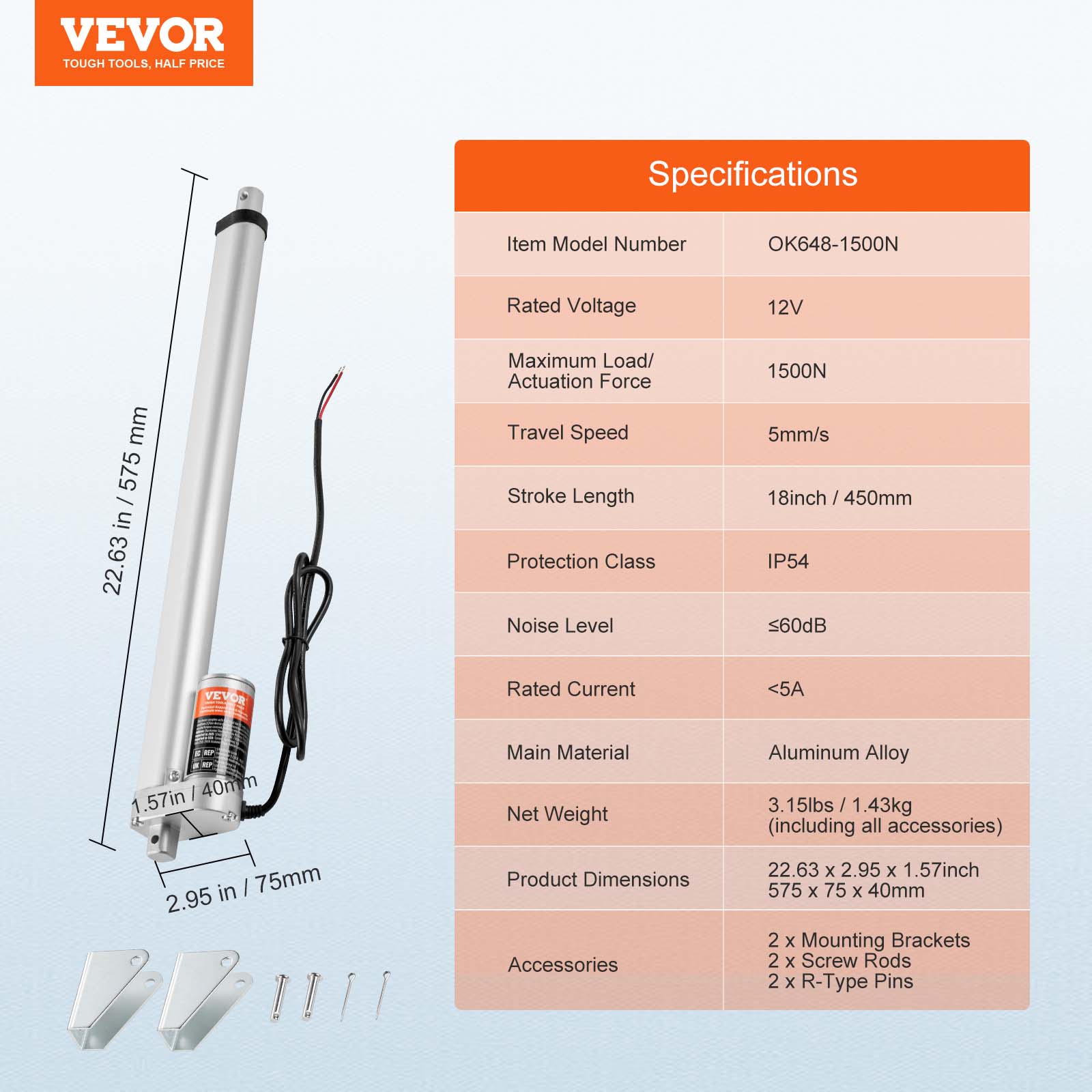 Actuador lineal VEVOR 1000-6000N accionamiento lineal DC motor lineal 150-500 mm - Imagen 92 de 170