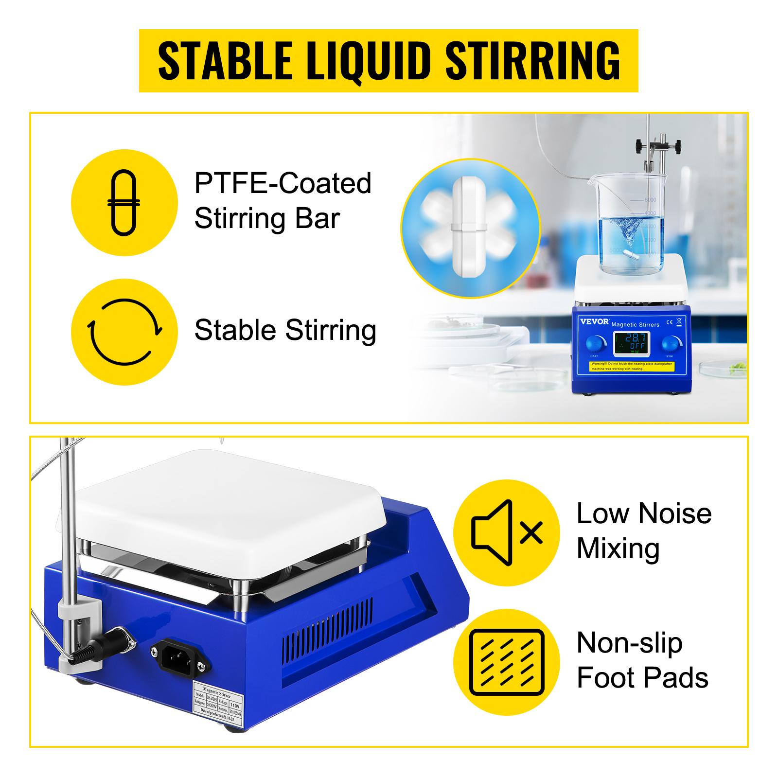 VEVOR Magnetic Stirrer Hot Plate, 200-2000 RPM Digital Hotplate