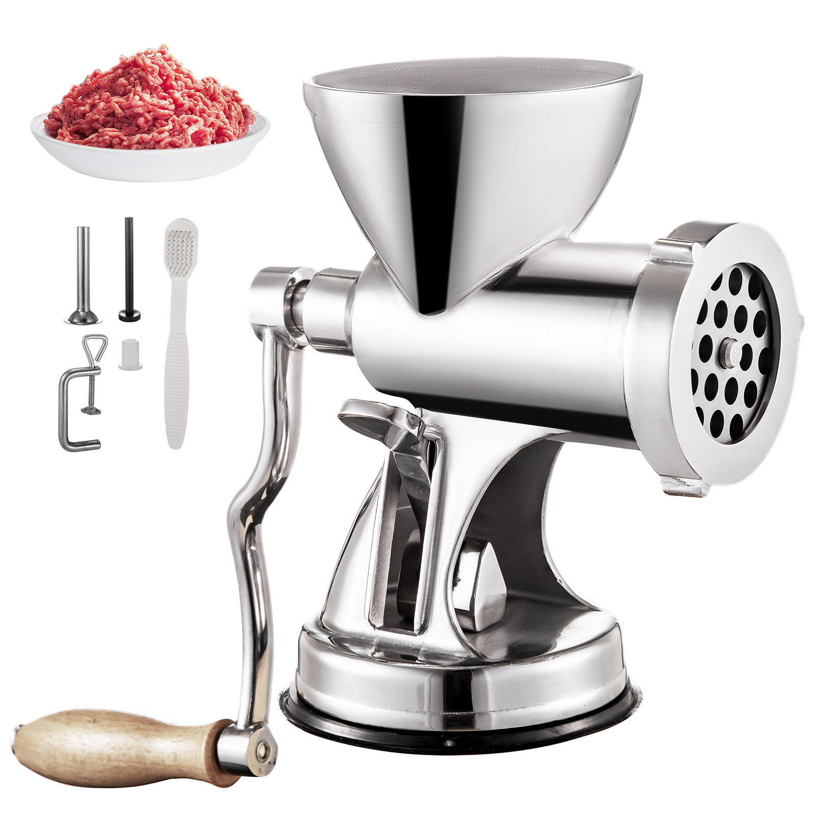 Garlic Fruits etc Vegetables Manual Meat Grinder Stainless Steel Blades Heavy Duty with Powerful Suction Base for Home Kitchen Fast and Effortless for All Meats 
