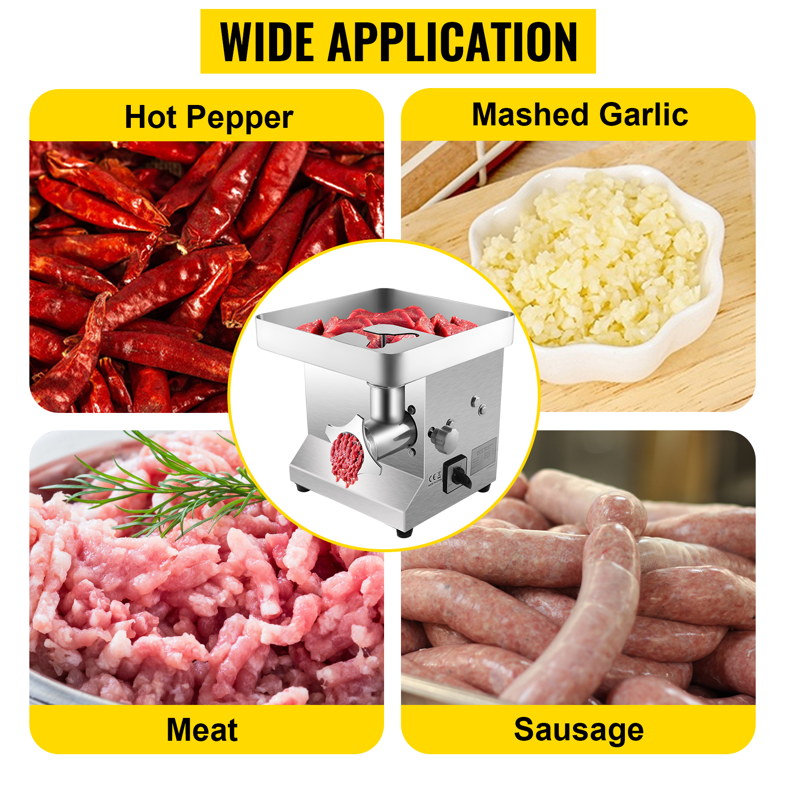 VEVOR Electric Meat Grinder 794 lbs./H Capacity 1100-Watt Industrial Meat  Mincer Silver Commercial Meat Grinder, ETL Listed DDJRJ750W80038FEQV1 - The  Home Depot