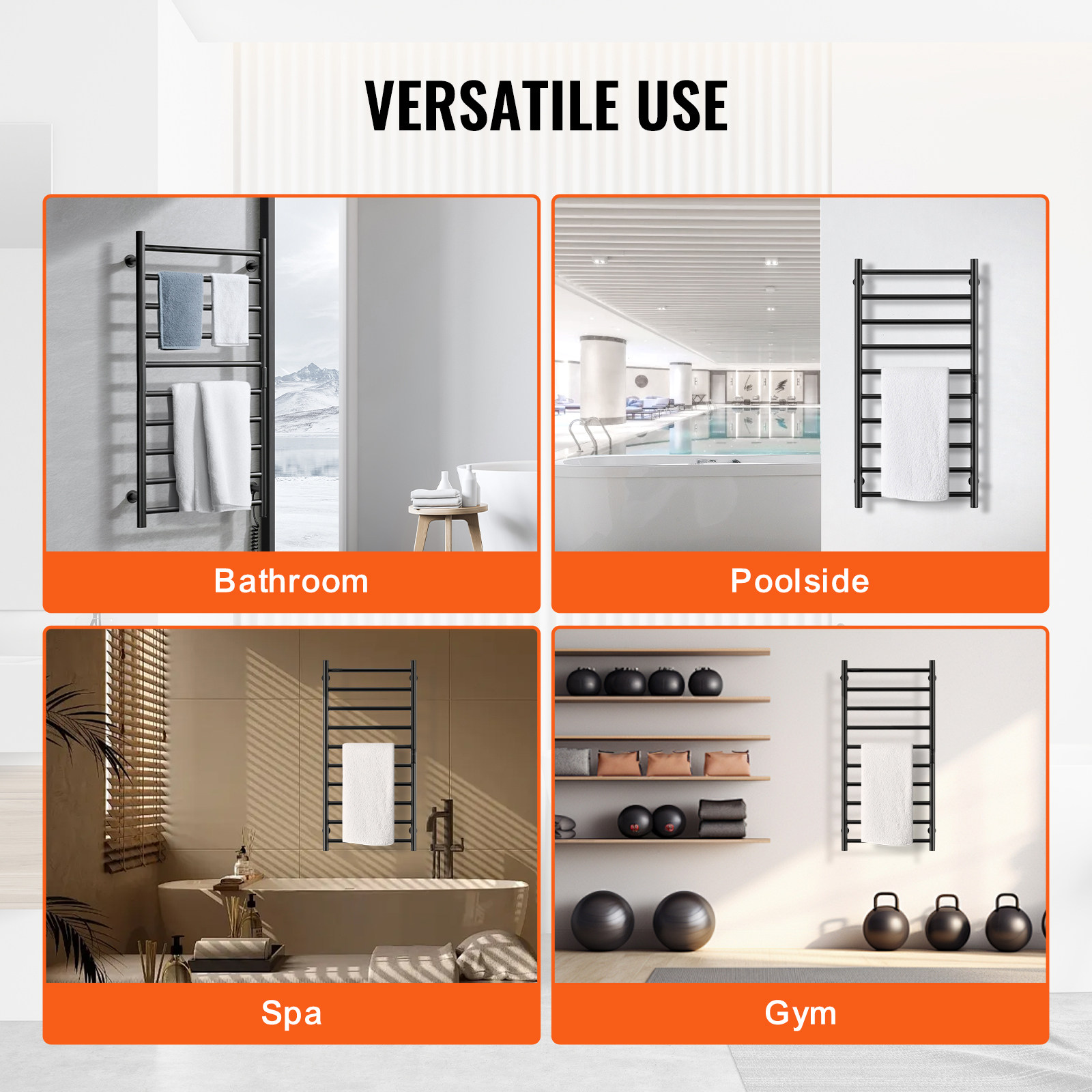 4/6/8/10-bar Towel Warmer Rack Wall Mounted Heated Towel Rack for Bathroom - Picture 43 of 84