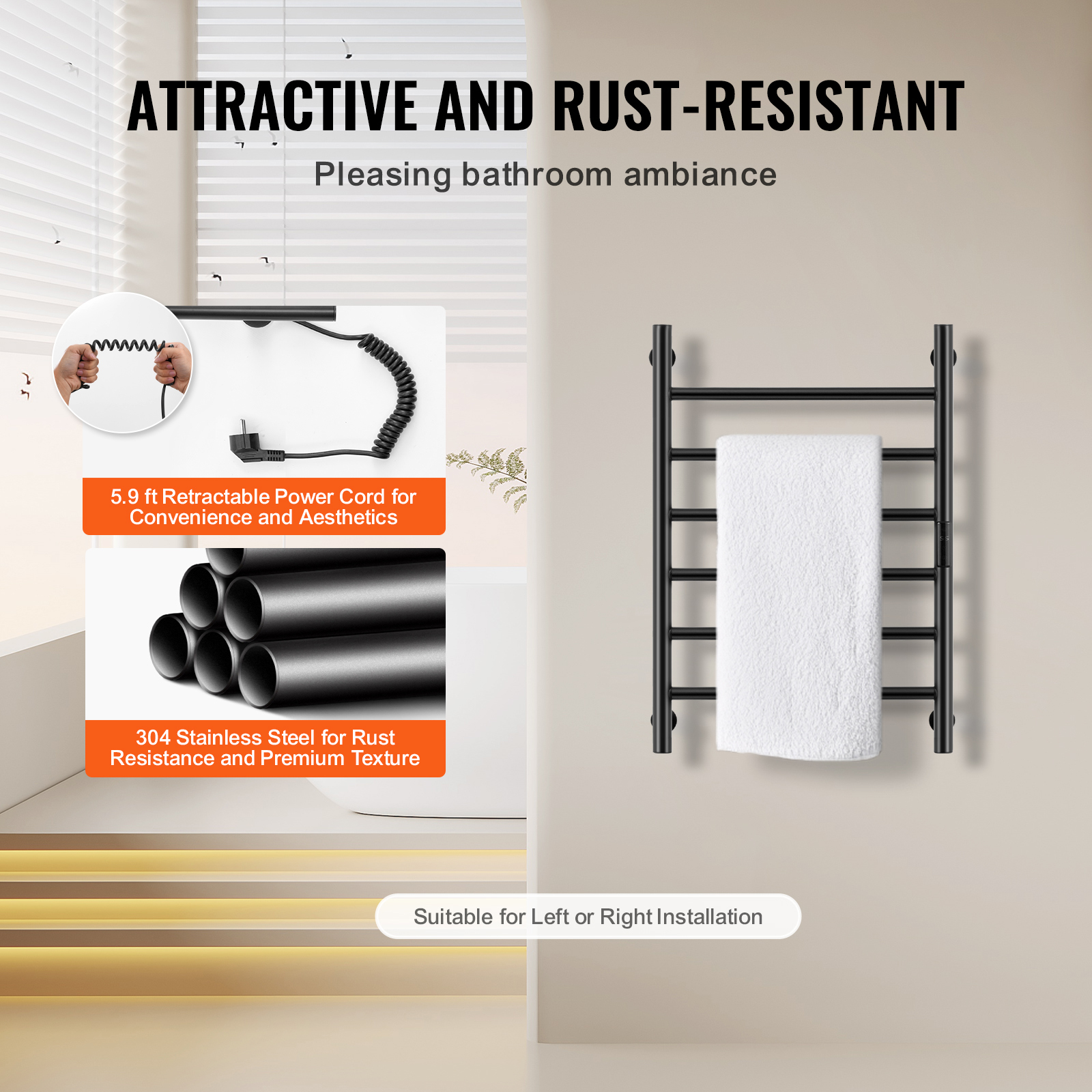 4/6/8/10-bar Towel Warmer Rack Wall Mounted Heated Towel Rack for Bathroom - Picture 77 of 84
