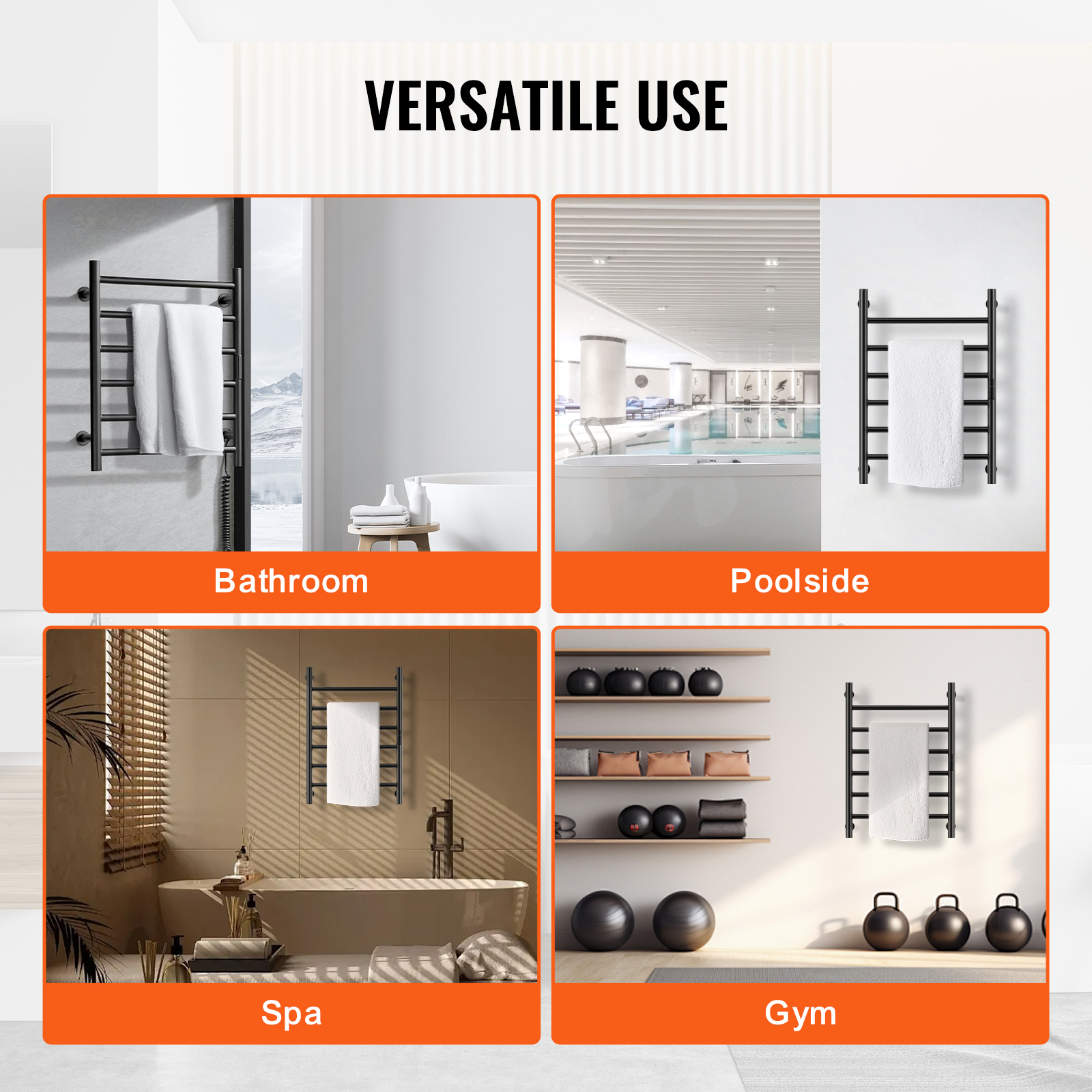 4/6/8/10-bar Towel Warmer Rack Wall Mounted Heated Towel Rack for Bathroom - Picture 78 of 84