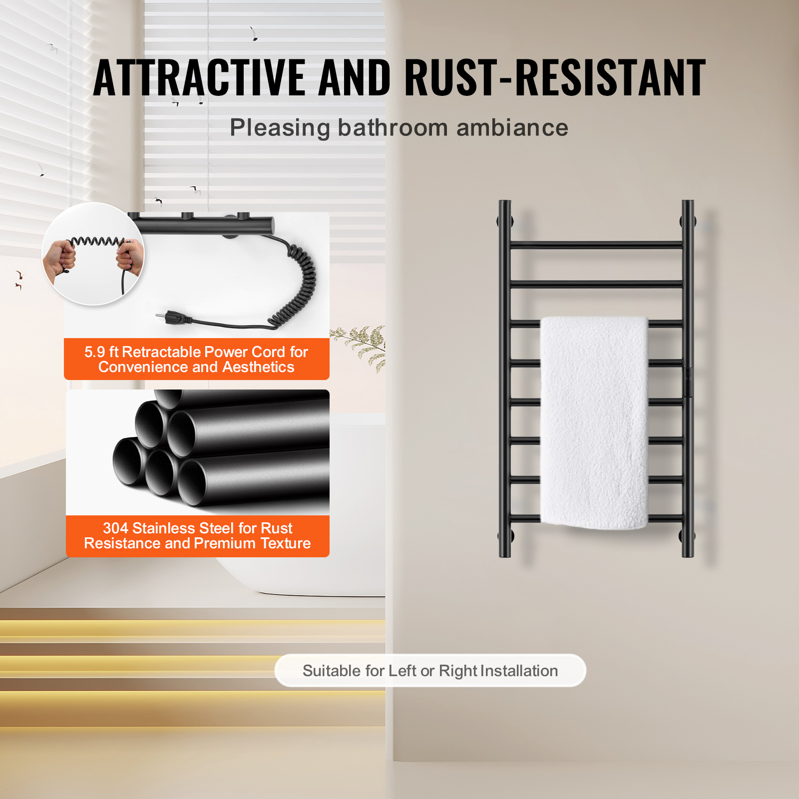 4/6/8/10-bar Towel Warmer Rack Wall Mounted Heated Towel Rack for Bathroom - Picture 31 of 84