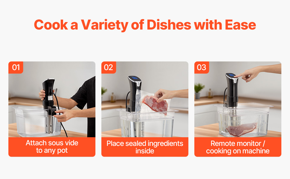 Fityou Sous Vide 1100W Sous-Vide Garer precision pressure cooker immersion circulator immersion circulator, LCD touch display, temperature setting (25° C to 95°C) and timer, black