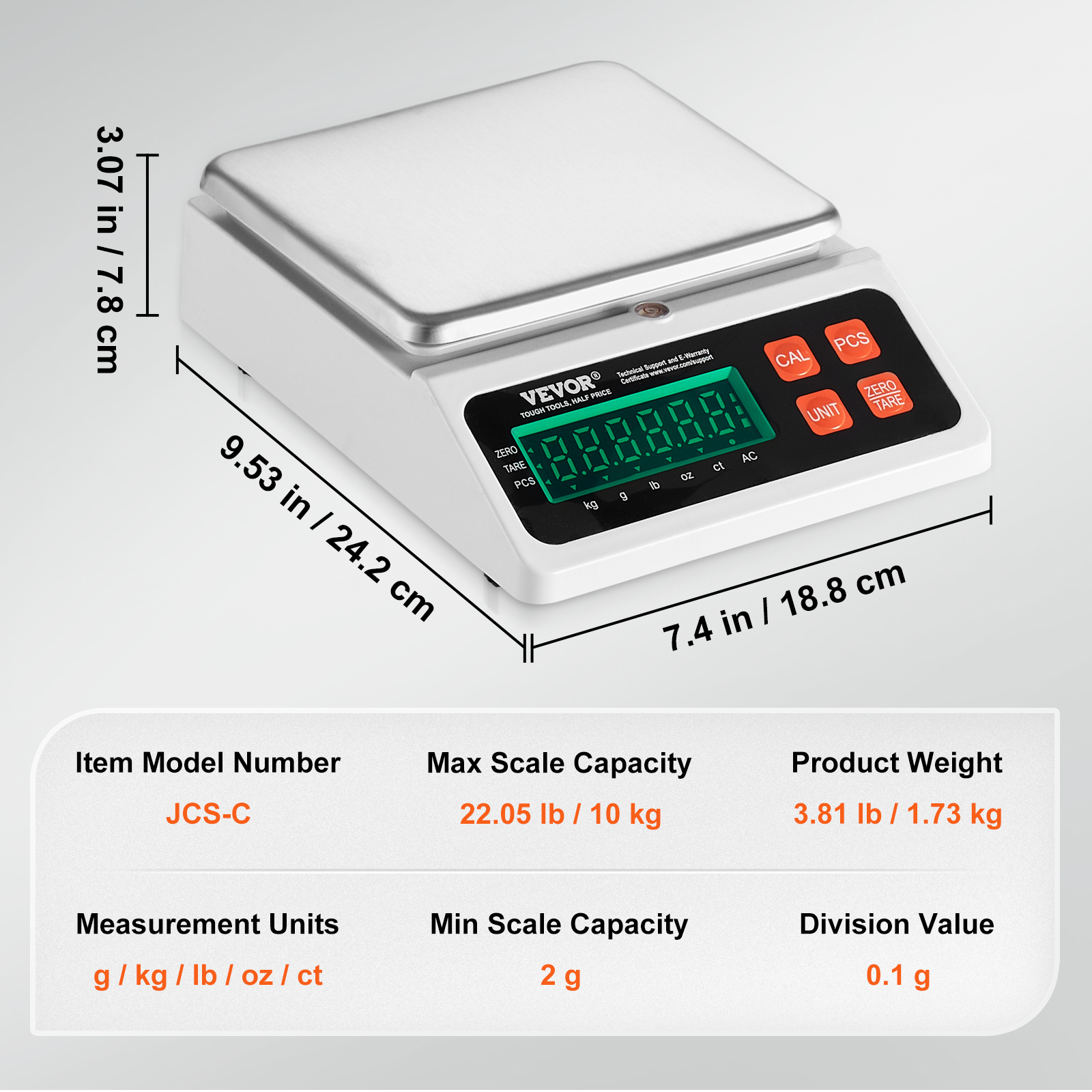 VEVOR Counting Scale 22/33/66 lbs Digital Weight Scales Food Fruit w/ RS-232