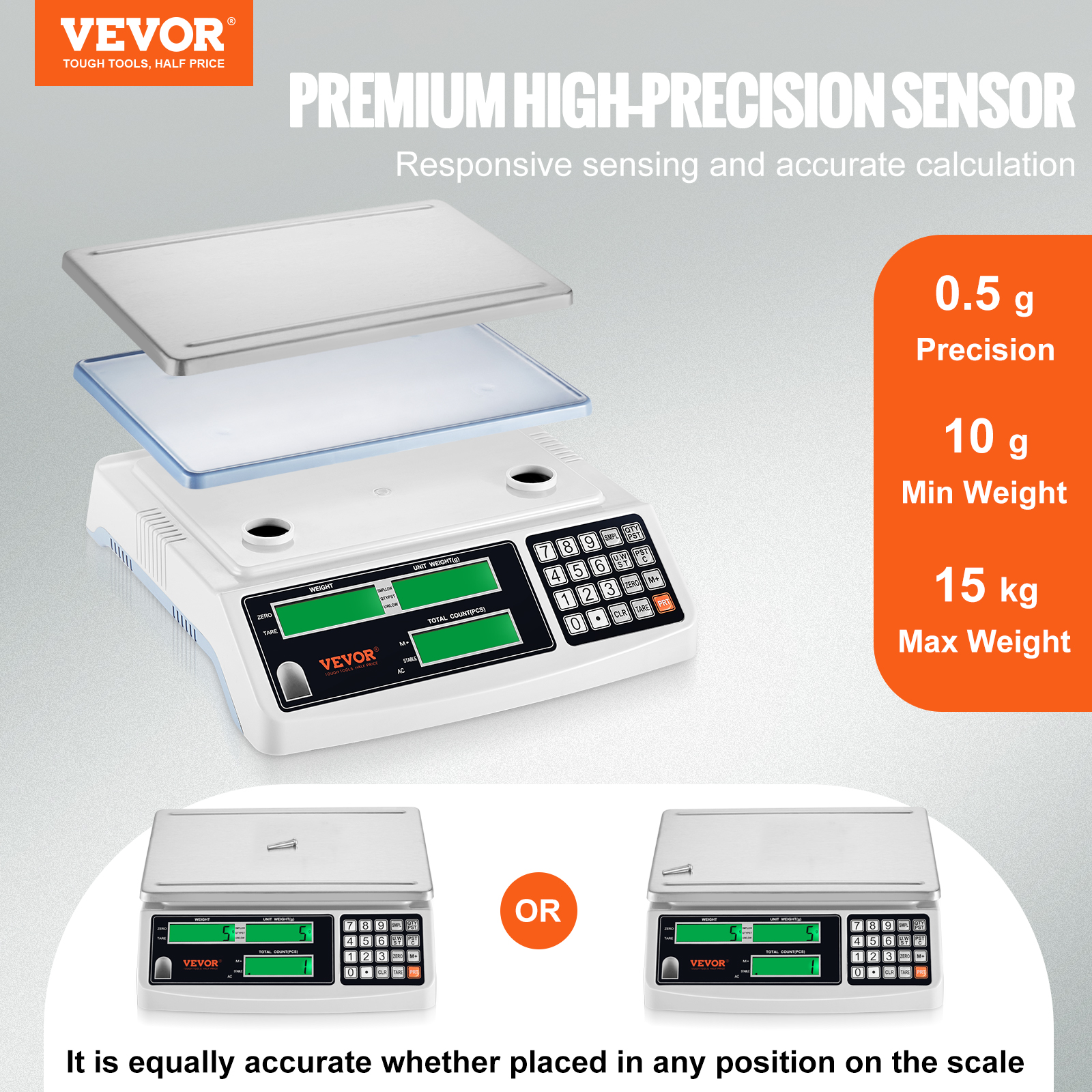 VEVOR Counting Scale 22/33/66 lbs Digital Weight Scales Food Fruit w/ RS-232